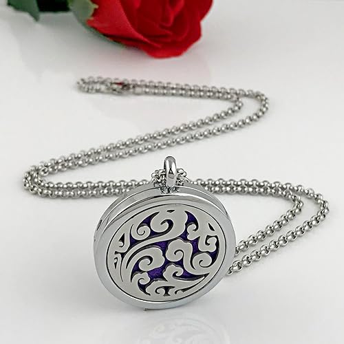 Del Corso - Essential Oil Diffuser Necklace Pendant Aromatherapy Diffuser Locket 49 Pads Women Jewellery Gift for Mum - Necklaces & Pendants - British D'sire