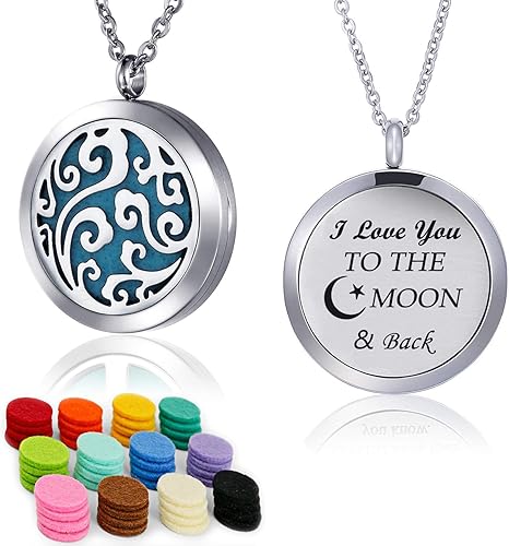 Del Corso - Essential Oil Diffuser Necklace Pendant Aromatherapy Diffuser Locket 49 Pads Women Jewellery Gift for Mum - Necklaces & Pendants - British D'sire