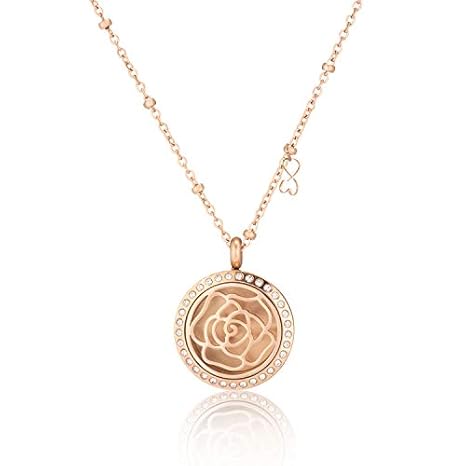 Del Corso - Essential Oil Necklace | Pendant Locket | Aromatherapy Diffuser Jewellery | 316L Surgical Grade Stainless Steel | 55cm Adjustable Chain | 10 Washable Insert Pads | For Women - Necklaces & Pendants - British D'sire