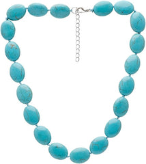 Del Corso Treasure Bay Stunning Oval Shape Natural Gemstone Beaded Necklace for Women (Blue Turquoise) - Necklaces & Pendants - British D'sire