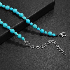 Del Corso Turquoise Gemstone Pendant Necklace Long Bohemian Beaded Necklace for Women - Necklaces & Pendants - British D'sire