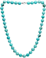 Del Corso Women's Beaded Necklace FAB 10mm Blue Turquoise Gemstone Necklace For Women Ladies Girls 48cm - Necklaces & Pendants - British D'sire