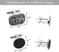 Desenda 4pcs Cufflinks for Men Classic Tone Cufflinks for Wedding, Birthday, Banquet, Business Meeting (Round and Square) - Men's Cuff Links and Tie Clips - British D'sire