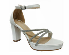 Diamante Strap Block Heel Sandals - Shoes - British D'sire