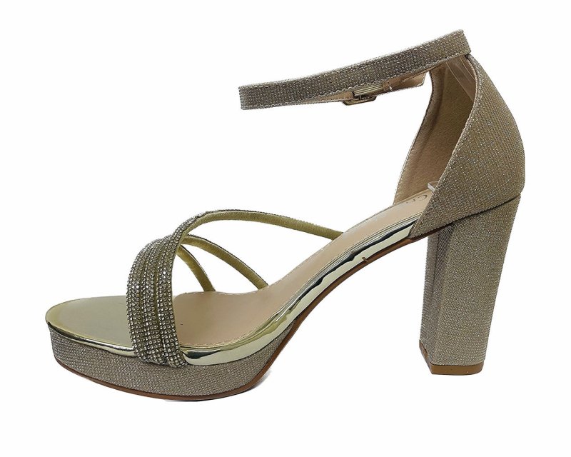 Diamante Strap Block Heel Sandals - Shoes - British D'sire