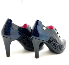 Dijon - Black/Blue button shoe/boot - High heel - British D'sire