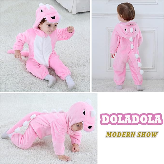 Doladola Unisex Baby Toddlers Romper Jumpsuit Hooded Cartoon Sleepsuits Infant Outfit - Rompers - British D'sire