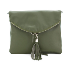 Italian Designer Soft Leather Foldover Crossbody Bag -Swolit Ludovica Olive Green