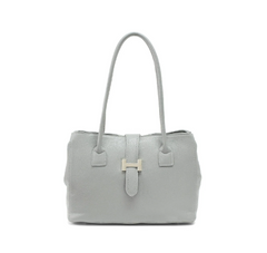 Italian Soft Leather Tote H -  Light Grey