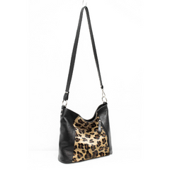 Italian Designer Leather Handbag with Adjustable Strap- Swolit Della Leopard Print