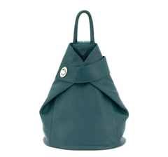 Italian Designer Soft Leather Folding Backpack -Multiuso Teal