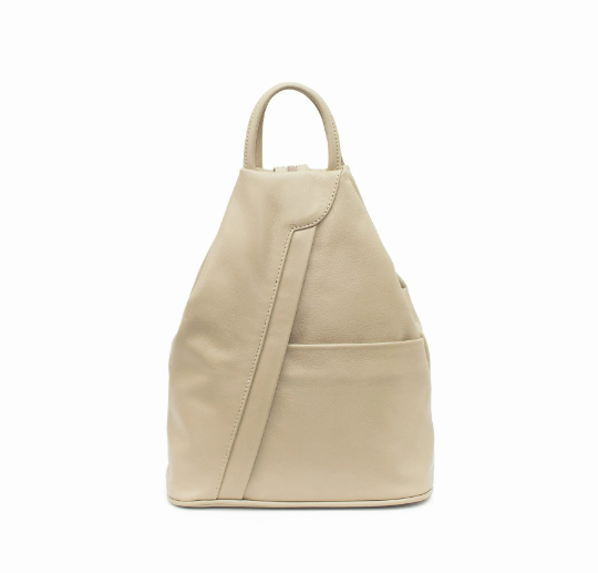 Italian Designer Soft Leather Triangular Backpack Ilaria Beige