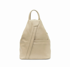 Italian Designer Soft Leather Triangular Backpack Ilaria Beige