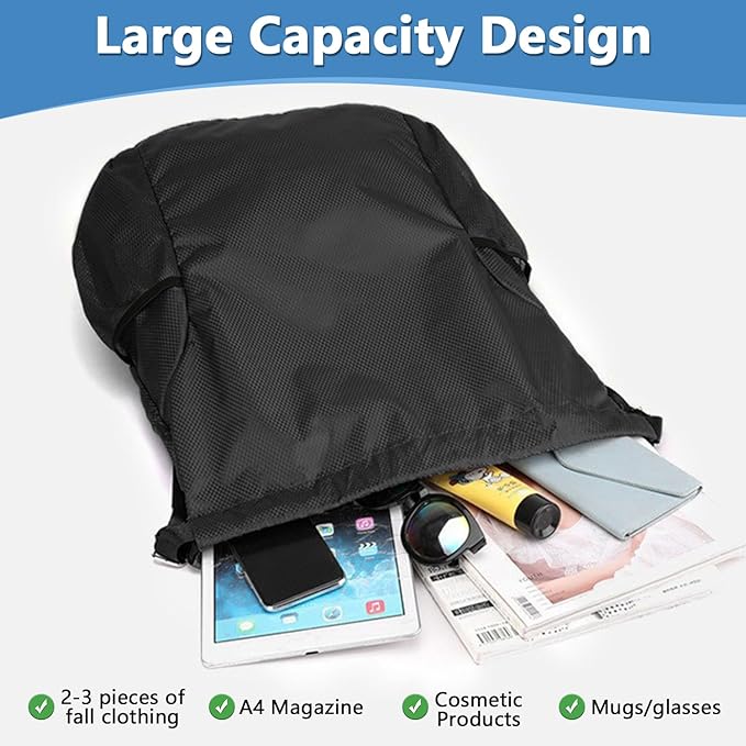 Drawstring Bag Waterproof Swim PE Bag Unisex Large Sports String Backpack Oxford Fabric Gym Sack for School Travel Swimming Holidays Climbing Hiking (50 * 44) - Gym Bags - British D'sire