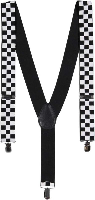 Dress Up America Black And White Checkered Suspenders - British D'sire