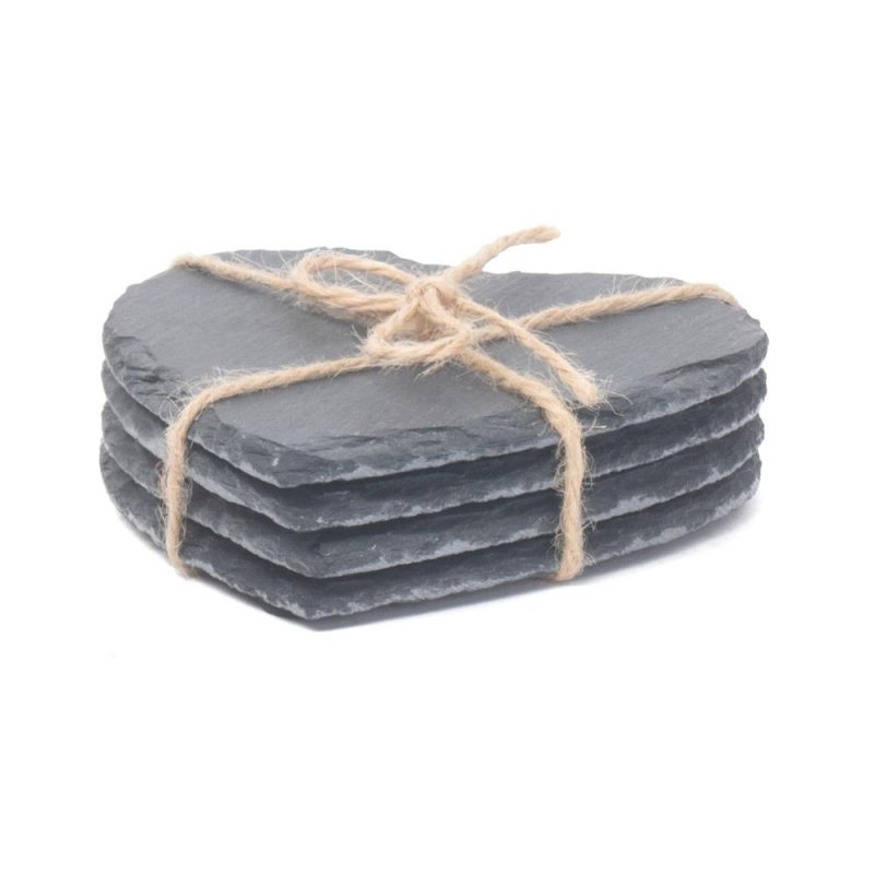 Drinks Heart - Shaped Slate Coaster Set 4 - Serving Tray - British D'sire