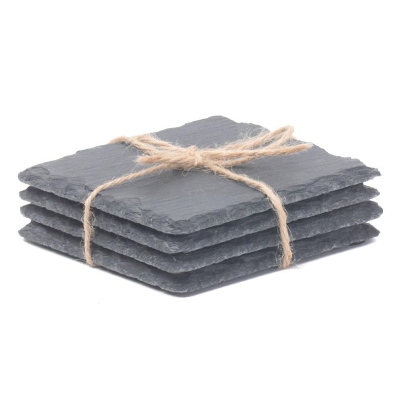 Drinks Square Slate Coaster Set 4 - Serving Tray - British D'sire