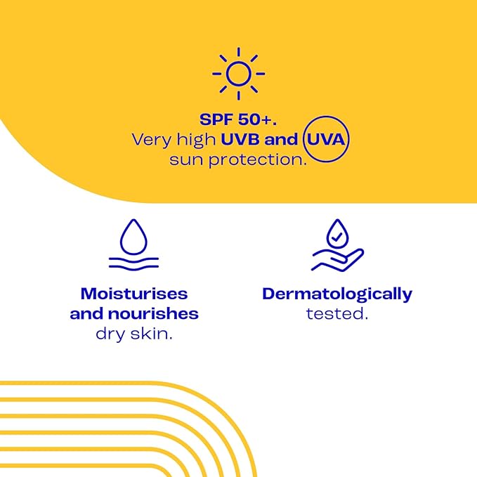 E45 Sun Body Lotion for Sensitive Skin. Hydrating Sun Cream with very high UVA and UVB protection and SPF 50+. For Dry Skin, Sensitive Skin and Eczema Prone Skin - 180 ml - British D'sire