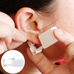 Ear Piercing Gun (6 Pieces), Painless Safety Ear Piercing Kit with Studs, Aseptic Earrings Disposable Gun, Ideal for Girls, Women and Men, White - Earnings - British D'sire