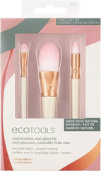 EcoTools Limited Edition Mini Brushes, Max Glow Makeup Brush Kit, Eye Makeup & Face Brushes, For Powder, Liquids, and Creams, 3 Piece Gift Set - Mini Brushes - British D'sire