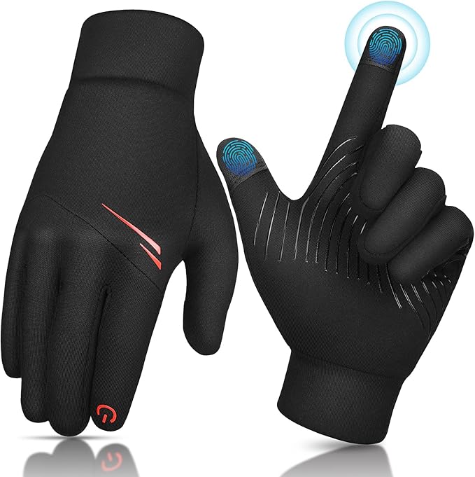 EEFOW Winter Thermal Outdoor Kids Gloves - Non - slip Touchscreen Running Gloves Sport Windproof Warm Black Riding Gloves for Boys Girls 4 - 12 years old - Gloves & Mittens - British D'sire