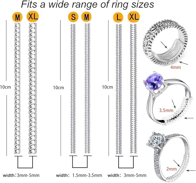 Eiito Ring Size Adjuster For Loose Rings, Ring Resizer for Ring Adjuster Smaller, Ring Spacer, 12 Pcs Ring Guard - Ring Sizers - British D'sire