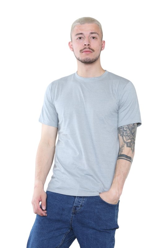 Elaina Fashion Grey Crew Neck T-Shirt – Minimalist Style for Everyday Wear - British D'sire