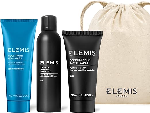 ELEMIS Men’s Head-to-Toe Grooming Collection, 3-Piece Daily Essentials to Elevate his Skin, Gift Set Includes: Pollutant-Targeted Deep Cleanse Facial Wash, Foaming Shave Gel and Cool-Down Body Wash - British D'sire