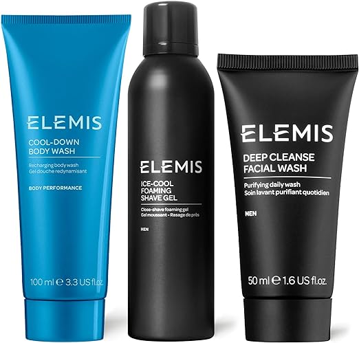 ELEMIS Men’s Head-to-Toe Grooming Collection, 3-Piece Daily Essentials to Elevate his Skin, Gift Set Includes: Pollutant-Targeted Deep Cleanse Facial Wash, Foaming Shave Gel and Cool-Down Body Wash - British D'sire