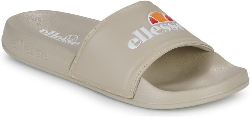 ellesse Mens Filippo Retro Semi Palla Logo Beige Sliders - British D'sire