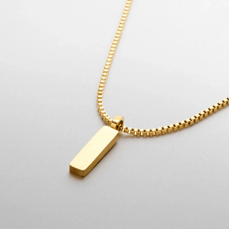 Emanco stainless steel 18K gold cuban chain box chain man bar pendant necklace square chain - Necklaces & Pendants - British D'sire