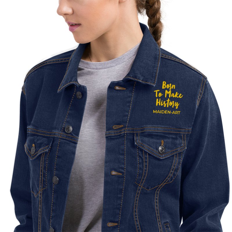 Embroidered denim jacket The Rebel Girl in Me will Never Die Unisex denim jacket - Gold Embroidery - Unisex denim jacket - British D'sire