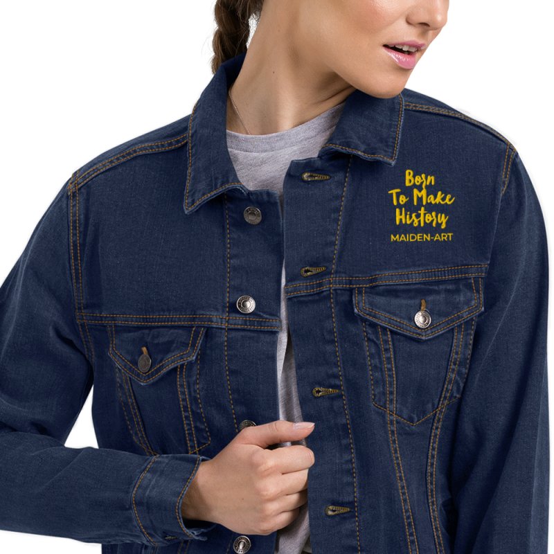 Embroidered denim jacket The Rebel Girl in Me will Never Die Unisex denim jacket - Gold Embroidery - Unisex denim jacket - British D'sire