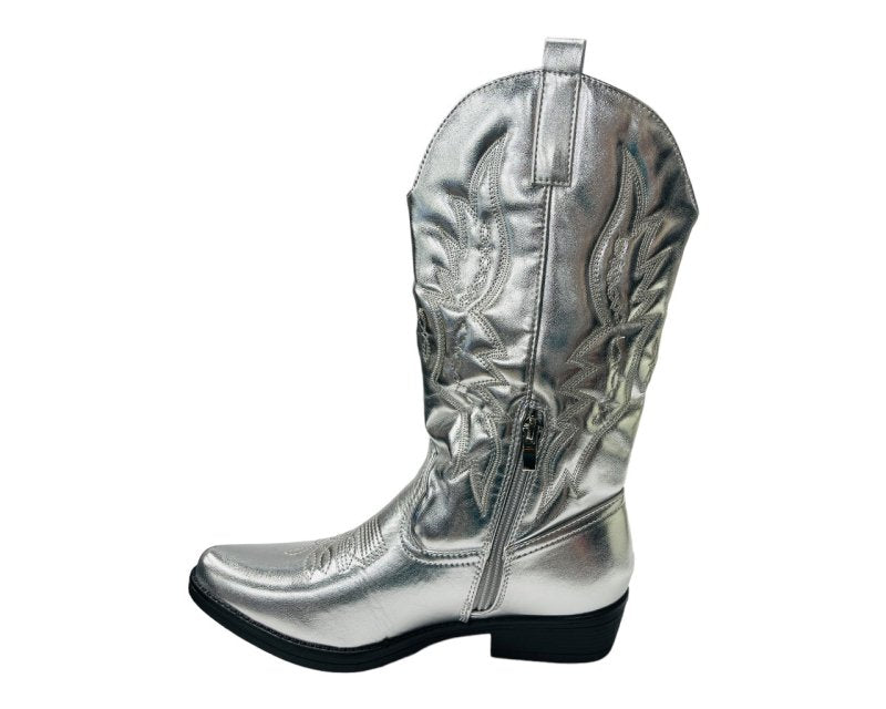 Embroidered Western Cowboy Mid Calf Boots - Boots - British D'sire