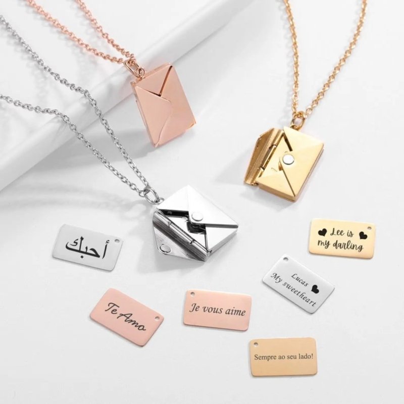 Envelope Necklace With Message - message necklace - necklace - British D'sire