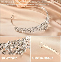 EXCEART Flower Rhinestone Crown Queen Crown Tiara Rhinestone Tiara Headpieces Luxury Rhinestone Crown Wedding Crowns Tiaras for Bride Wedding Drama Cosplay Prom - Hair Jewellery - British D'sire