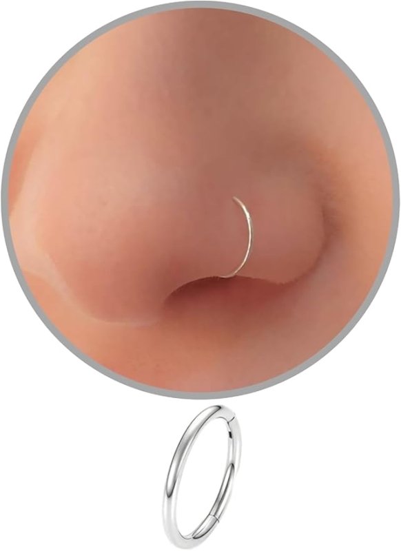 EXTRA THIN Sterling Silver Nose Rings Small Plain Nose Rings 0.6mm - 8mm Tiny Nose Hoop,Silver Small Hoop Earrings,Suptum Ring,Lip Rings,Conch Daith Helix Rook Super Snug Nose Ear Lip Ring - Studs - British D'sire