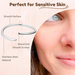 EXTRA THIN Sterling Silver Nose Rings Small Plain Nose Rings 0.6mm - 8mm Tiny Nose Hoop,Silver Small Hoop Earrings,Suptum Ring,Lip Rings,Conch Daith Helix Rook Super Snug Nose Ear Lip Ring - Studs - British D'sire