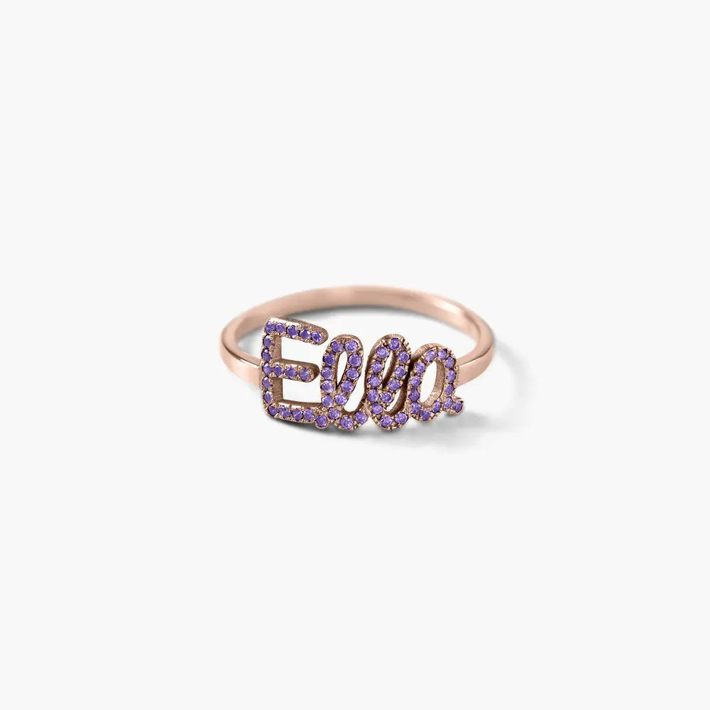 925 Sterling Silver Swarovski Stone Name Ring Maiden-Art