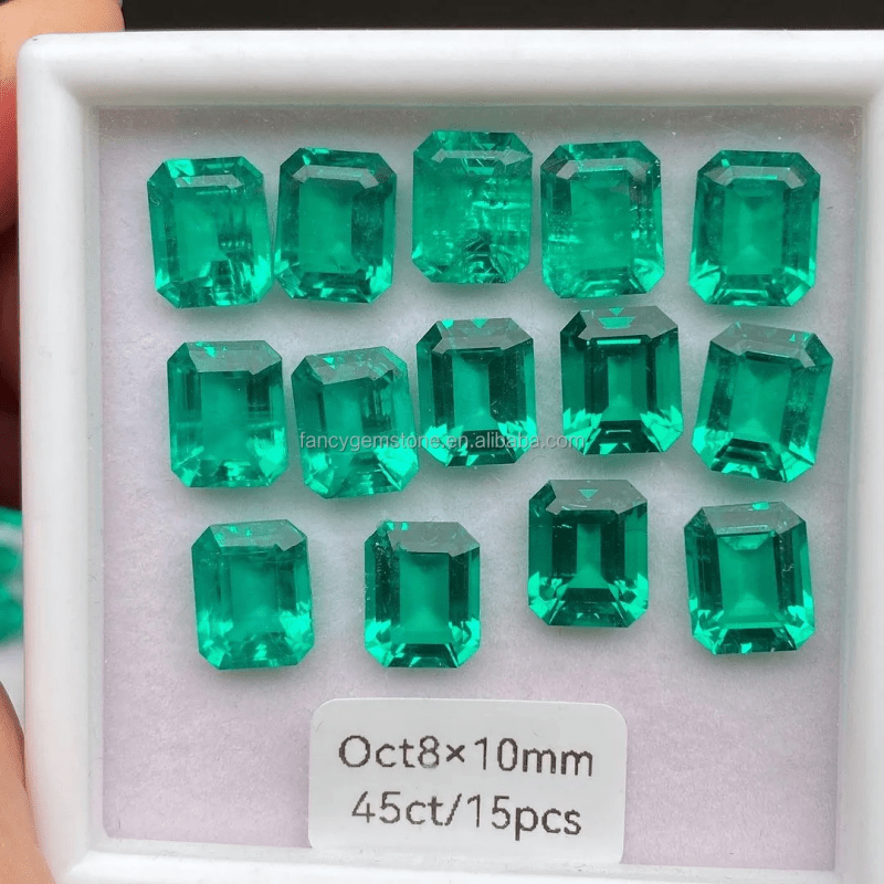 Fabcygem lab created loose cultivate emerald gemstone loose jewelry stone OCT 2CT 3CT 4CT lab colombia emerald for jewelry - Loose Gemstone - British D'sire