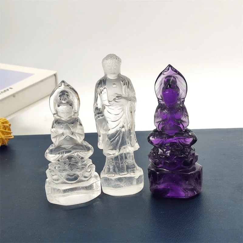 Factory direct sale natural clear quartz amethyst chinese buddha carvings statues healing crystal - Gemstones - British D'sire