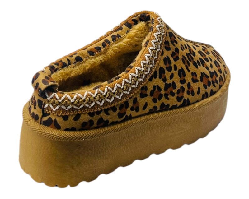 Faux Fur Lined Aztec Platform Shoes - Sliders - British D'sire