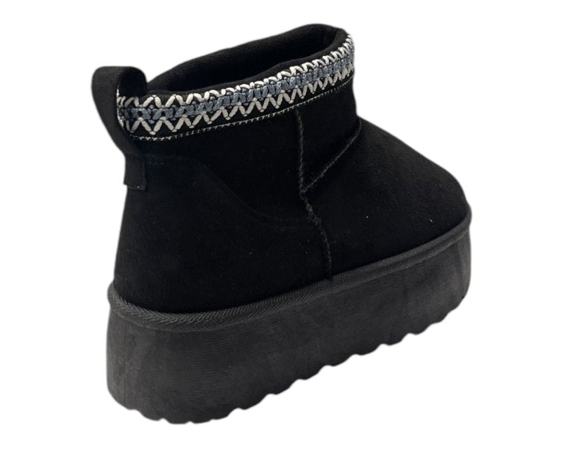 Faux Fur Lining Platform Mini Ankle Boots - Boots - British D'sire