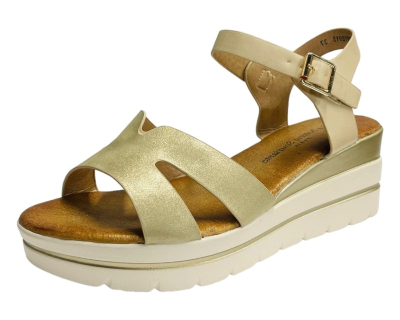 Faux Leather Ankle Strap Padded Wedge Sandals - Sandals - British D'sire