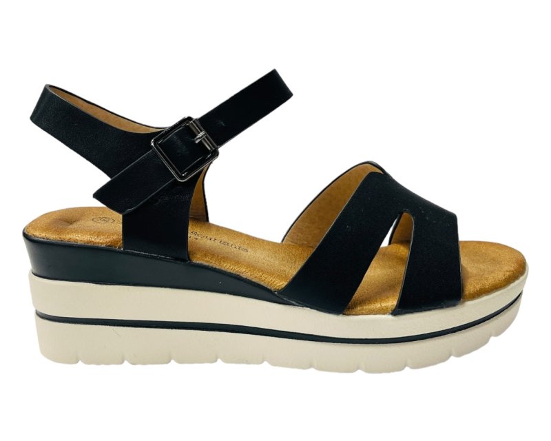 Faux Leather Ankle Strap Padded Wedge Sandals - Sandals - British D'sire