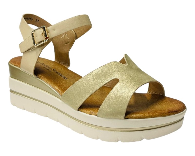 Faux Leather Ankle Strap Padded Wedge Sandals - Sandals - British D'sire