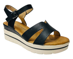 Faux Leather Ankle Strap Padded Wedge Sandals - Sandals - British D'sire