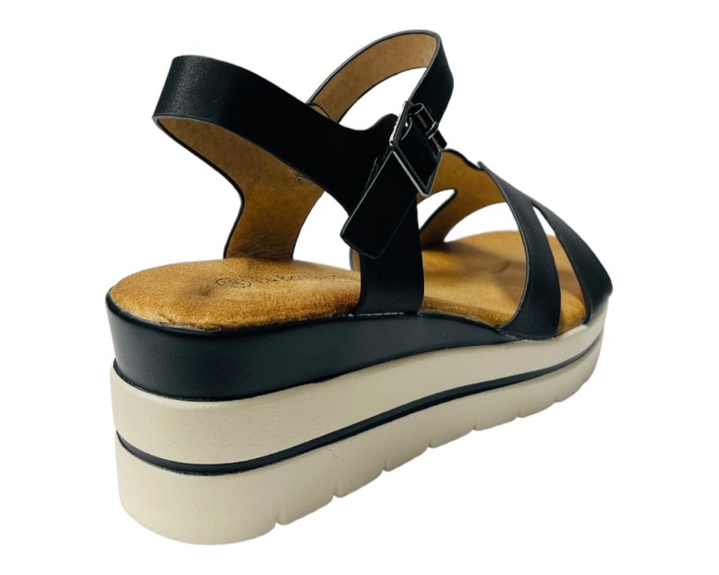 Faux Leather Ankle Strap Padded Wedge Sandals - Sandals - British D'sire