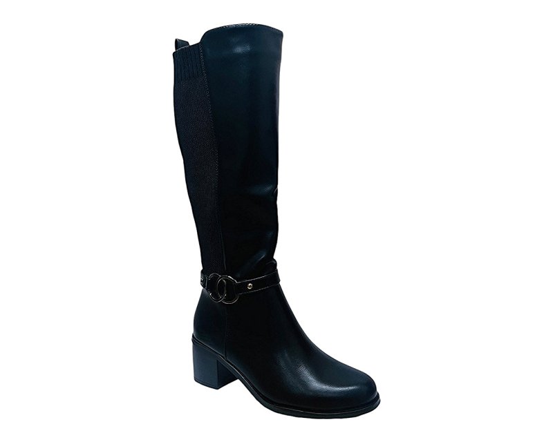 Faux Leather Block Heel Knee High Boots - Boots - British D'sire