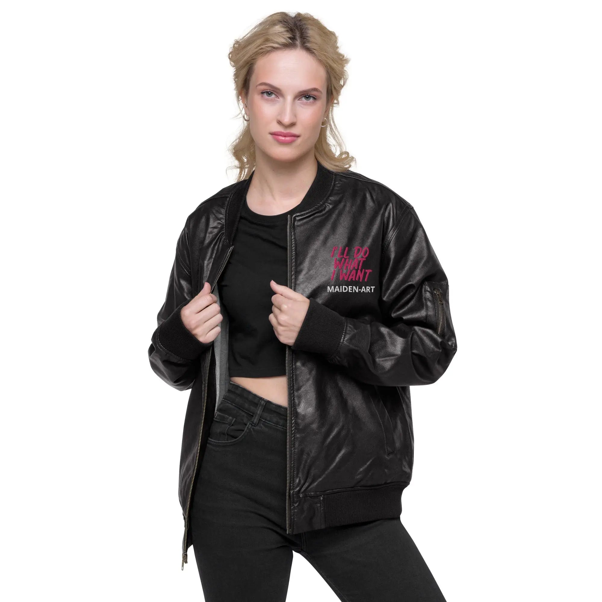 REBEL GIRL Leather Bomber Jacket Maiden-Art